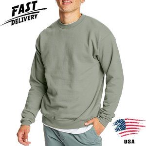 1X Men's Ecosmart Fleece Sweatshirt Cotton-blend Pullover Crewneck Sweatshirt L